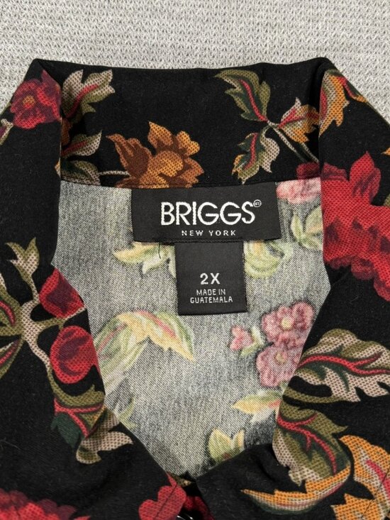 Briggs New York Jacket Womens Size 2X Black Red Floral Button Up Lightweight - Picture 6 of 15